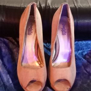 Charlotte Russe, tan, suede open toe